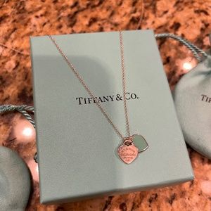 Tiffany Double Heart Tag Pendant in silver